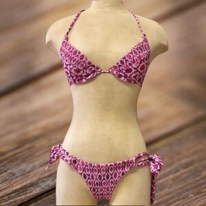 Tori Praver Bikini Swimsuit Swimwear Eggplant Smocked XS S New